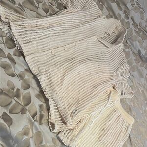 Sheer Knit Button-Up Top and shorts